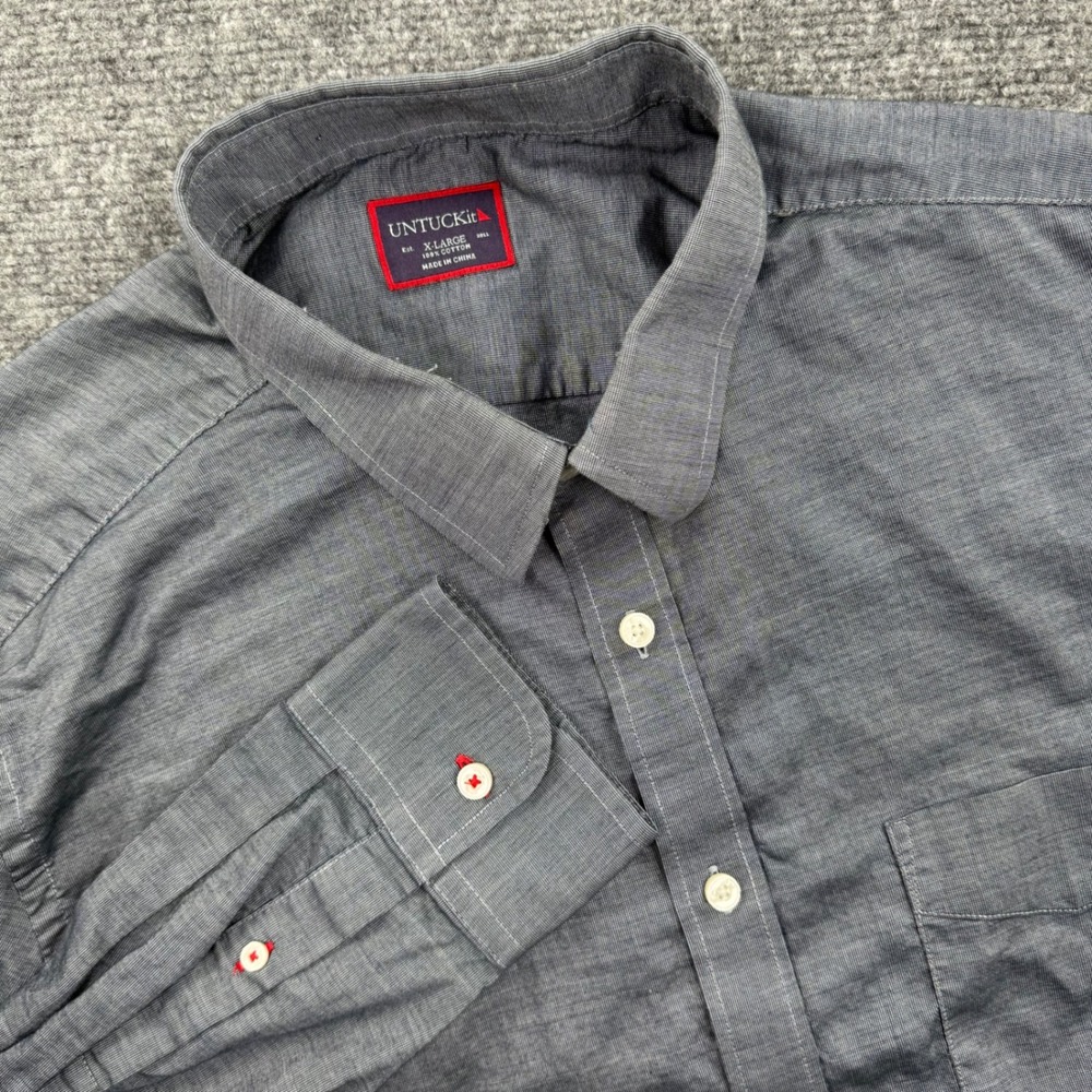 UNTUCKit Shirt X Large Gray Long Sleeve Button Down 100% Cotton Men's